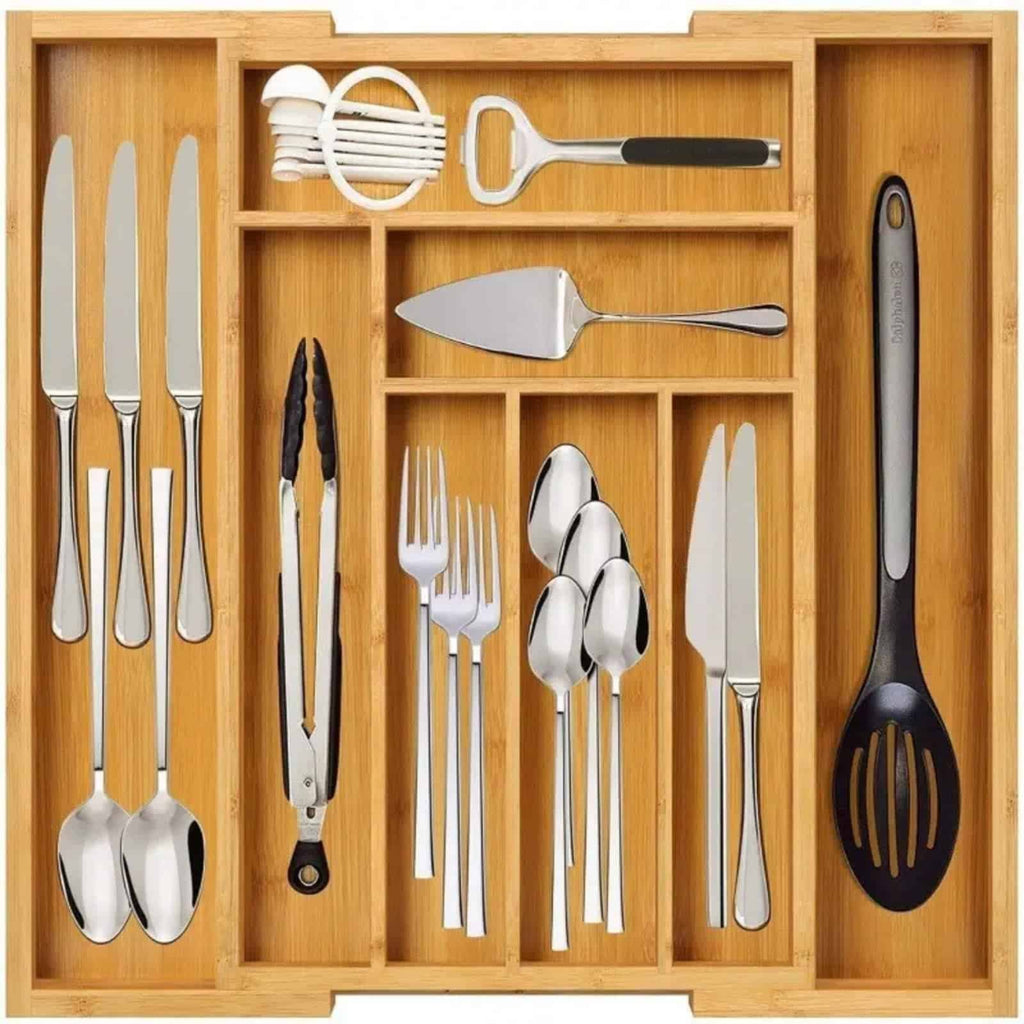 Multifunctional Bamboo Drawer Organizer