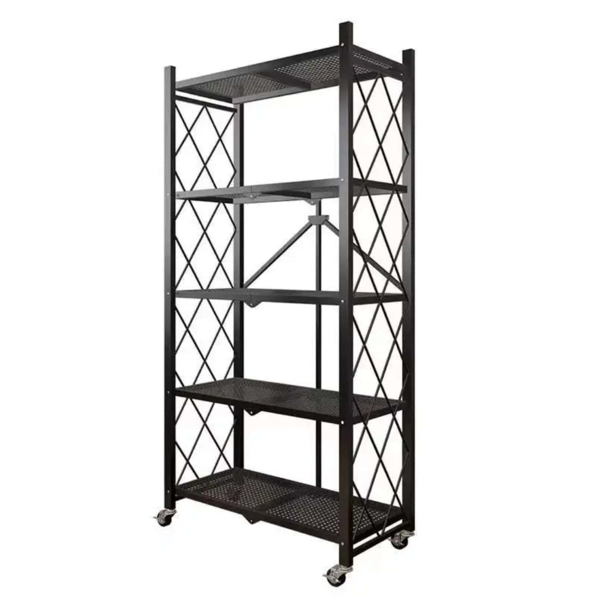 5 Tier Foldable and Movable Metallic Storage Rack