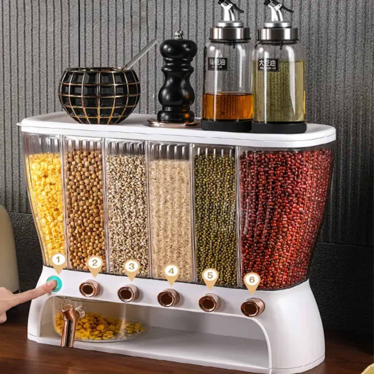 Acrylic Partitioned Cereals Dispenser