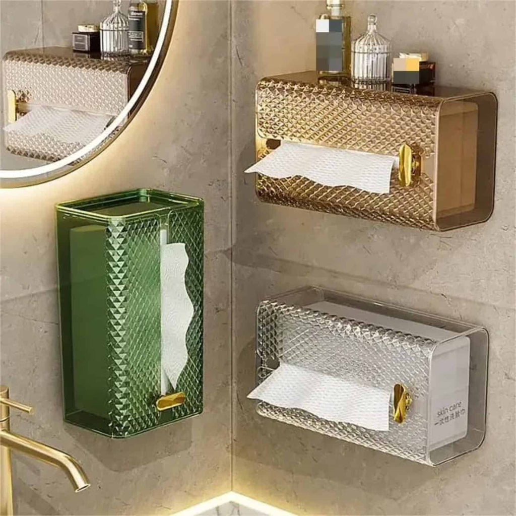 Luxury Diamond Wall-Mounted Acrylic Transparent Tissue Box Table Napkin Holder