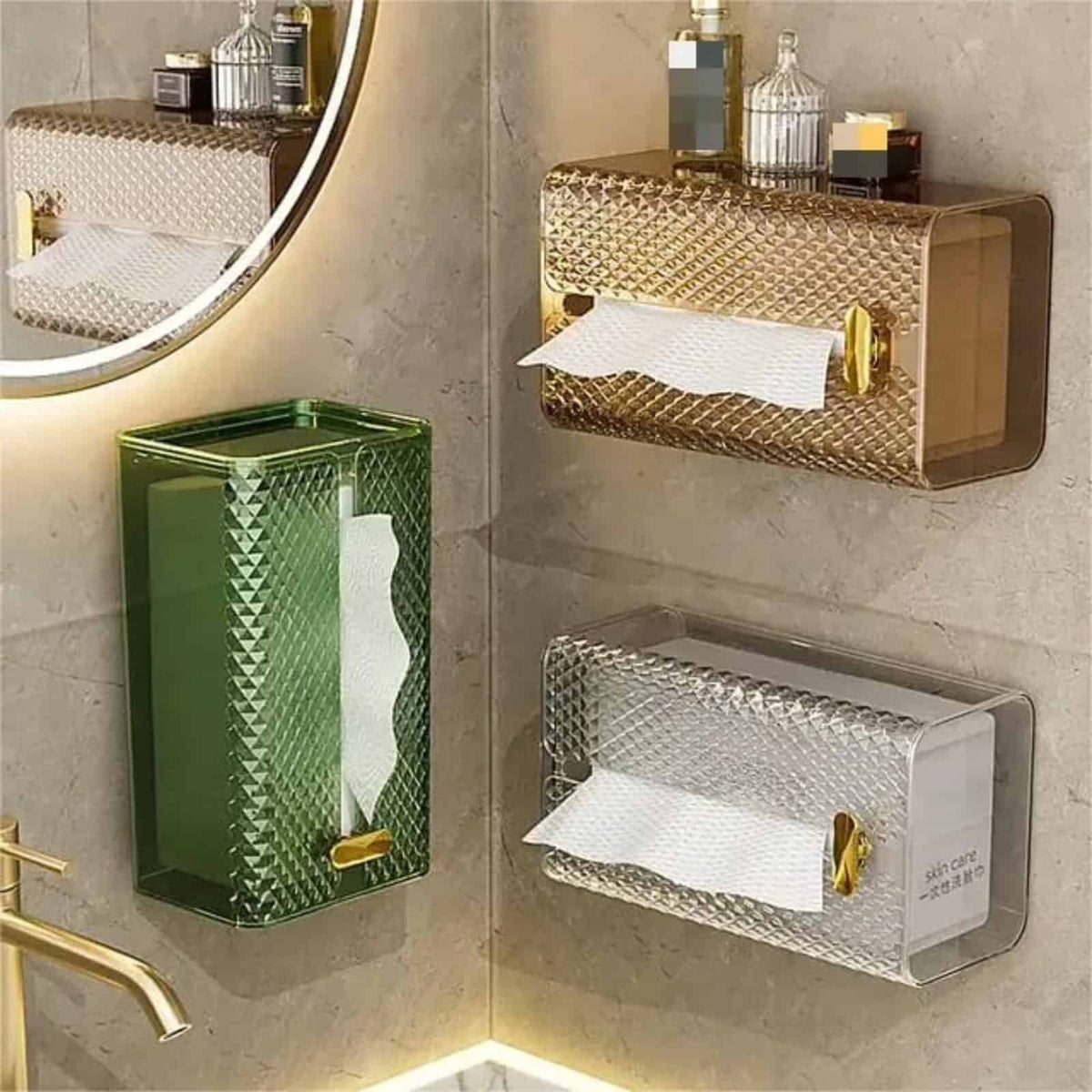 Luxury Diamond Wall-Mounted Acrylic Transparent Tissue Box Table Napkin Holder