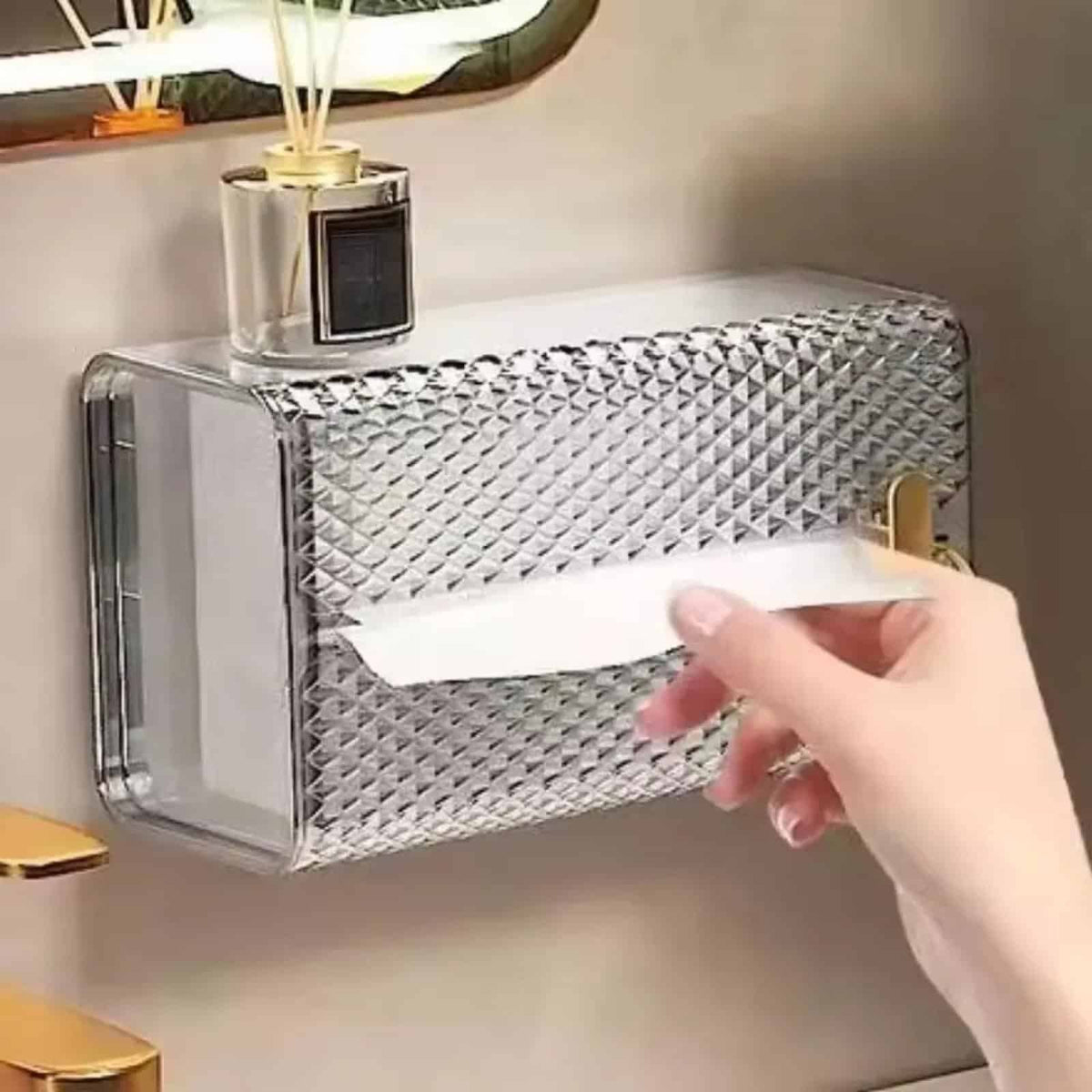 Luxury Diamond Wall-Mounted Acrylic Transparent Tissue Box Table Napkin Holder