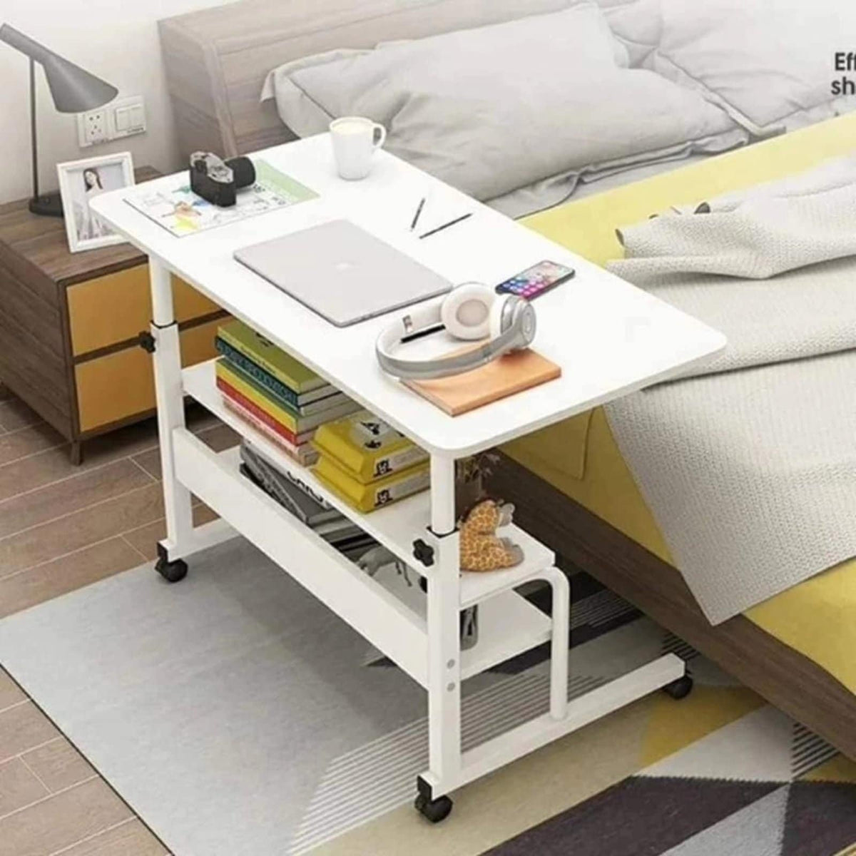Marble White Laptop Table Portable Bedside Table