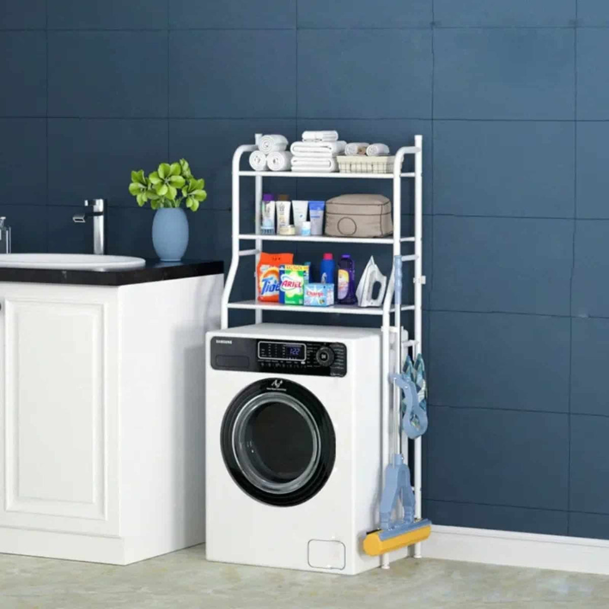 White Over The Washing Machine Rack
