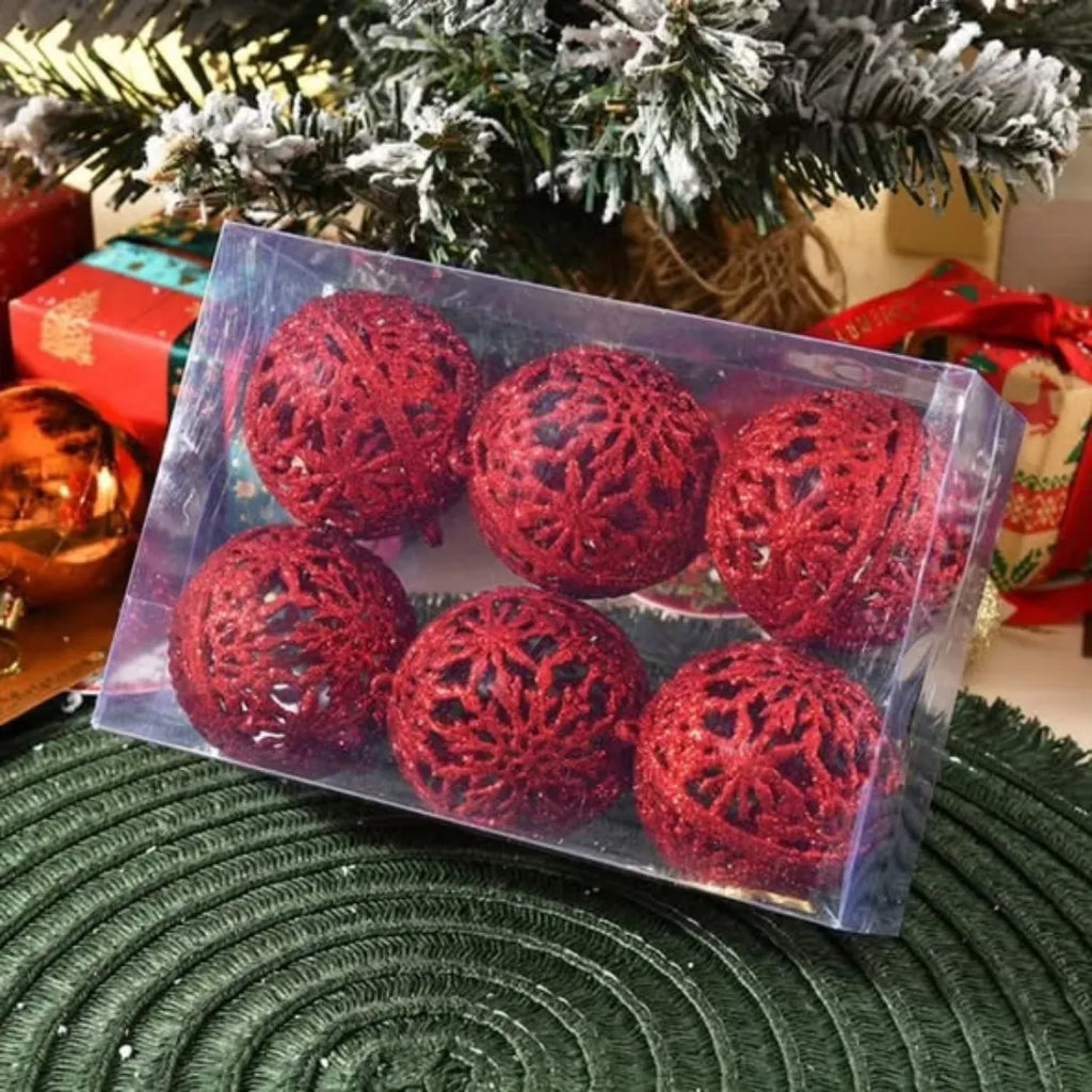Red 6Pcs 6CM Christmas Balls