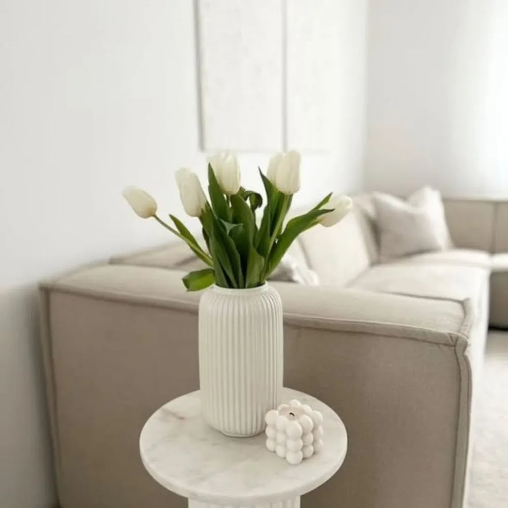 Ribbed Vase With a Glossy Finishing