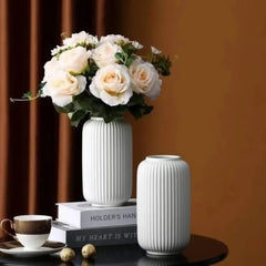 Ribbed Vase With a Glossy Finishing