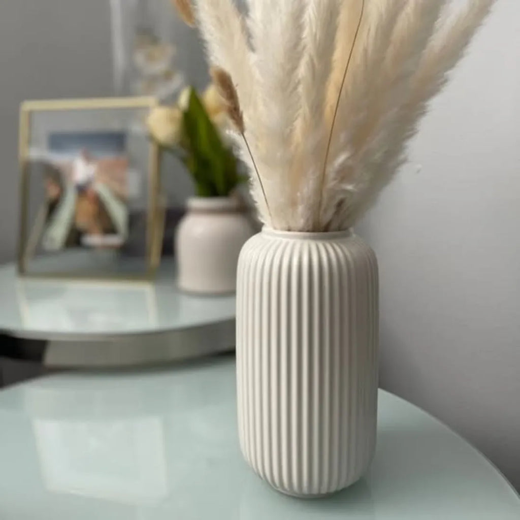 Ribbed Vase With a Glossy Finishing