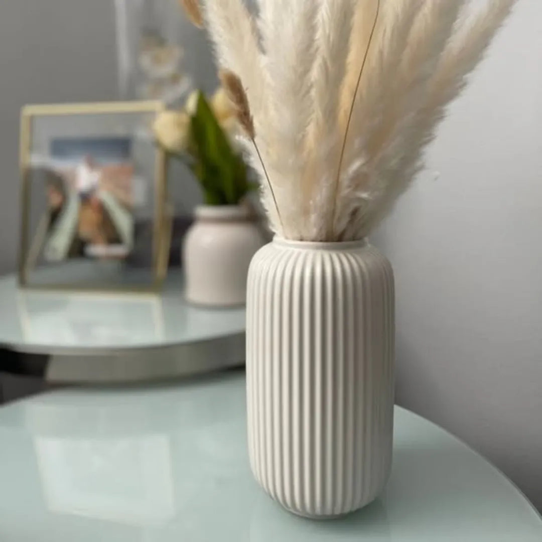 Ribbed Vase With a Glossy Finishing
