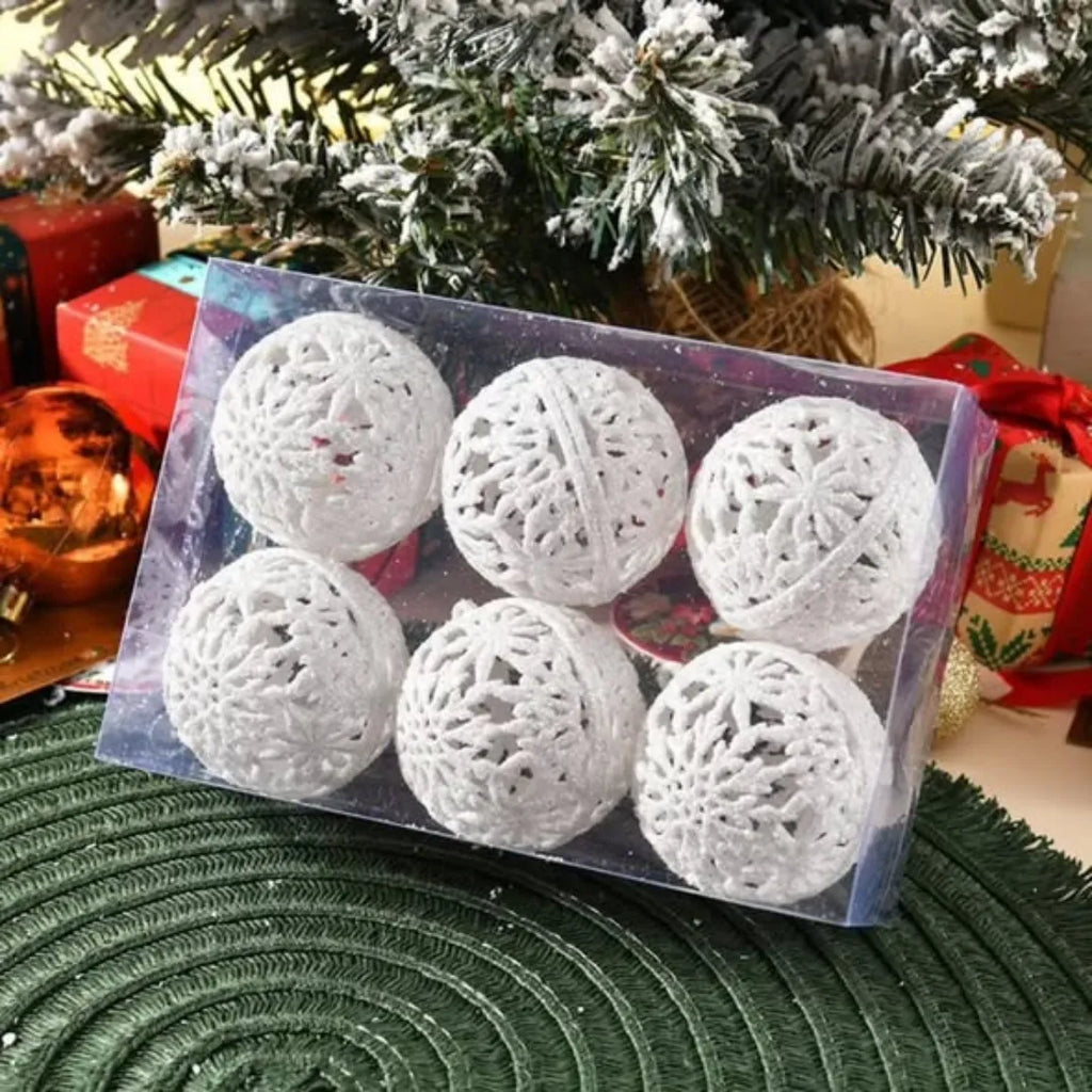 White 6Pcs 6CM Christmas Balls