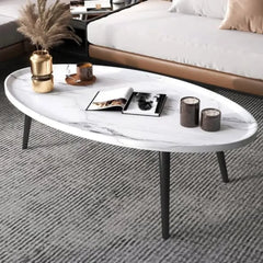 White Oval Wooden Coffee Table
