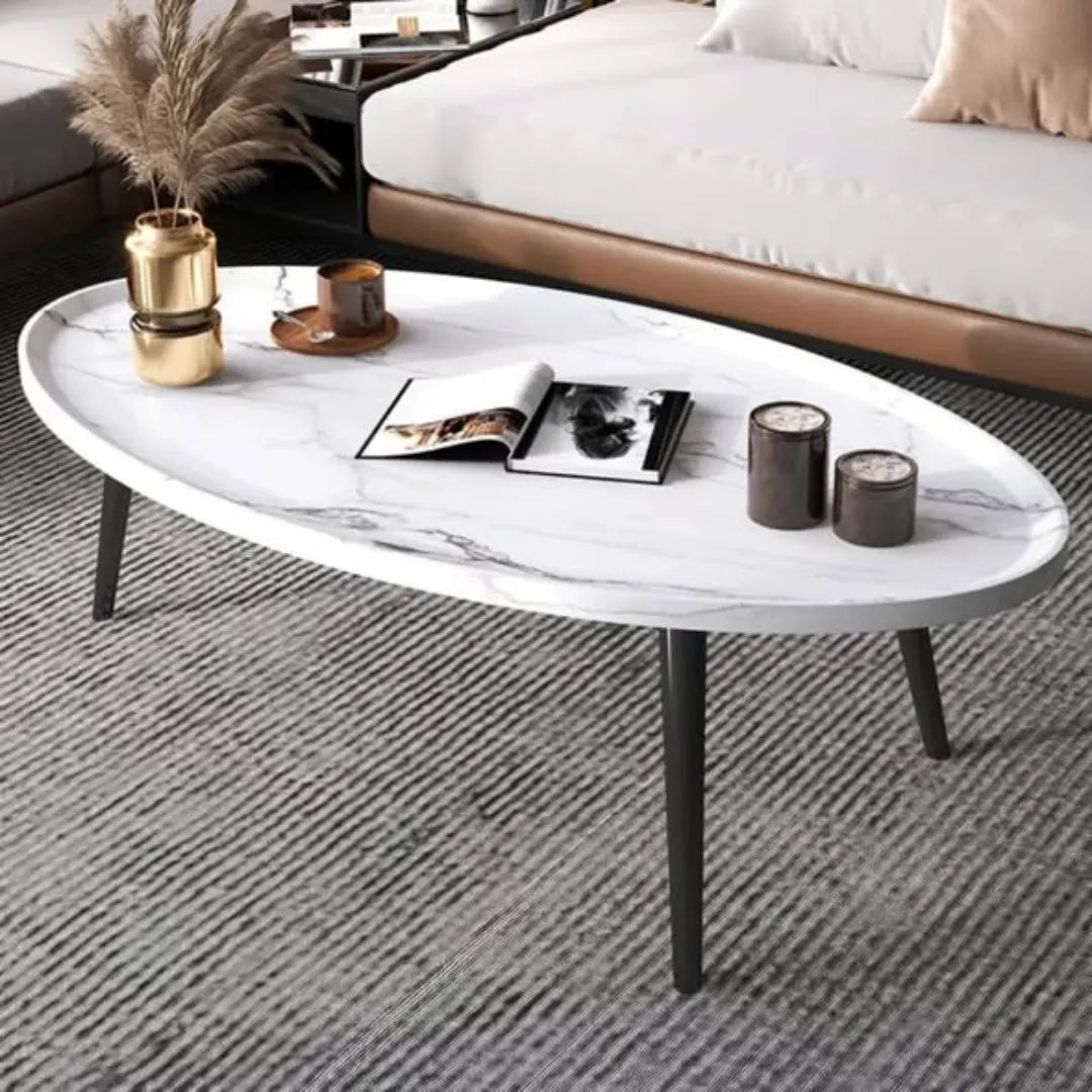 White Oval Wooden Coffee Table