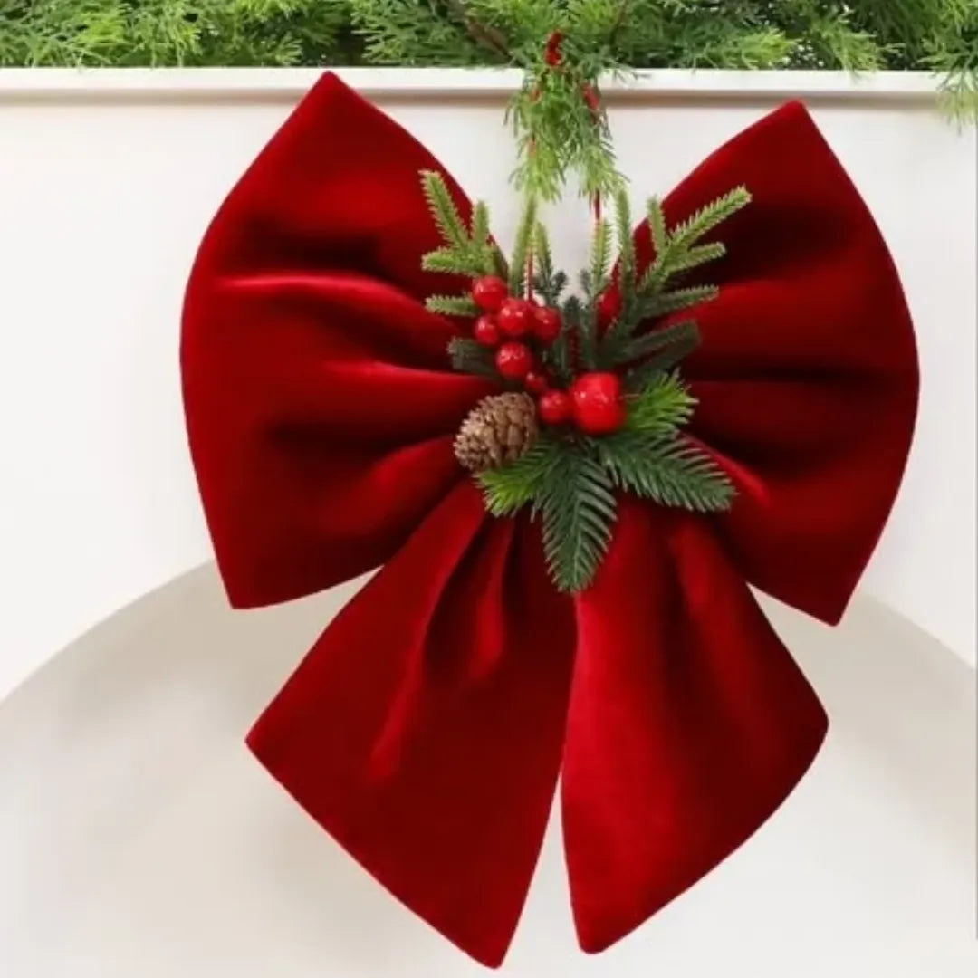 Wine Red Christmas Tree Bow