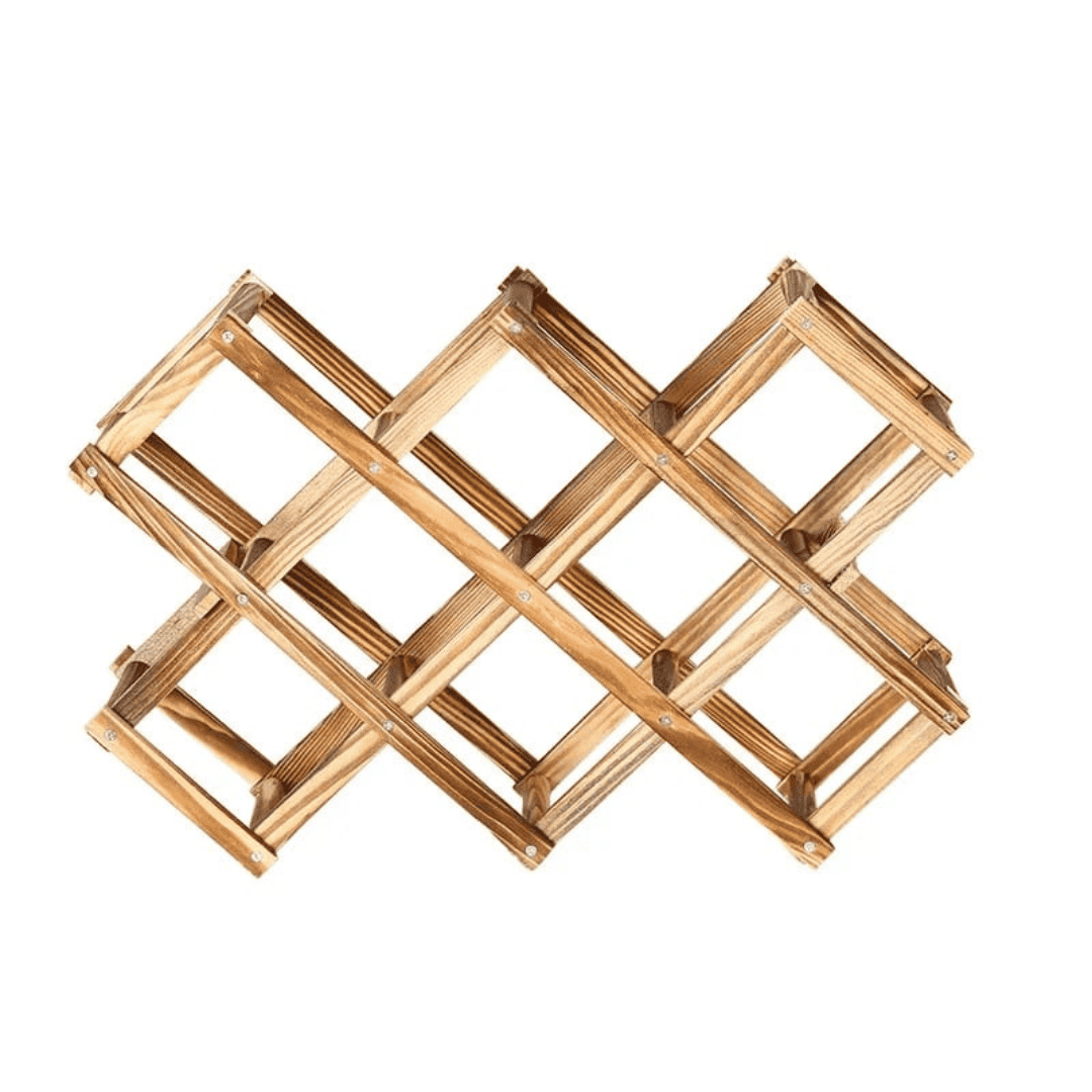 Foldable 10 Slot Wooden Wine Bottle Rack
