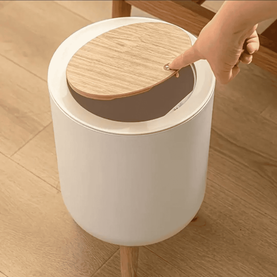 Dustbin with Wood Grain Cover