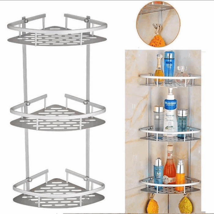 3-Layer Space Aluminum Bathroom Corner Shelf
