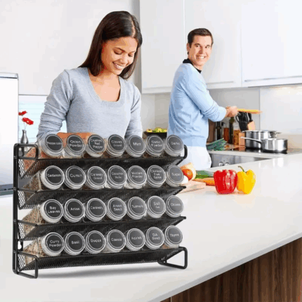 28pcs Seasoning Spice Jars with Lid and Metallic Rack