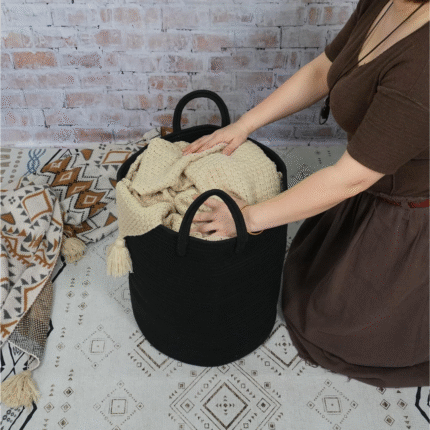 Black Cotton Rope Basket