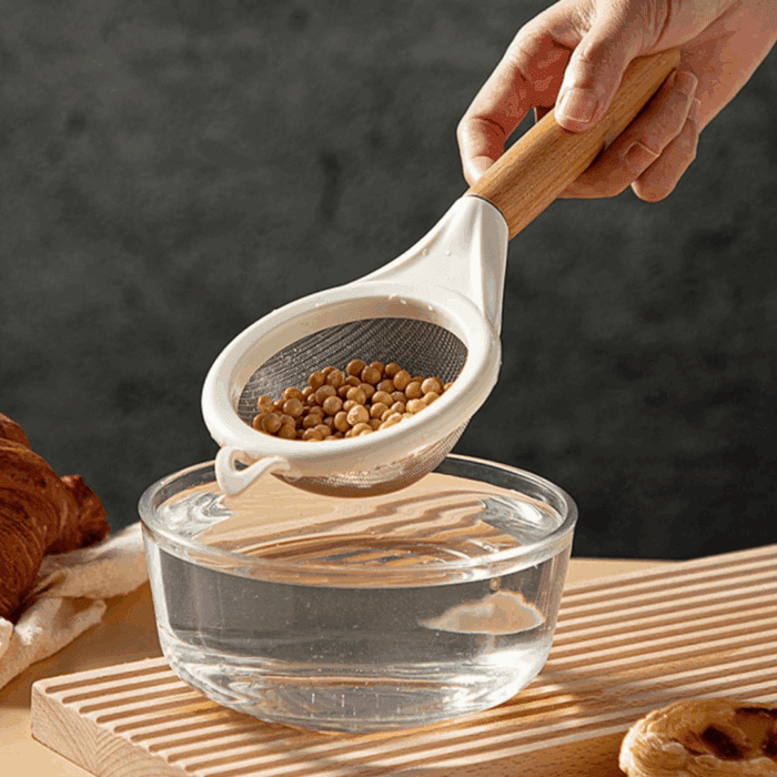 Wooden Handle Stainless Mesh Sieve