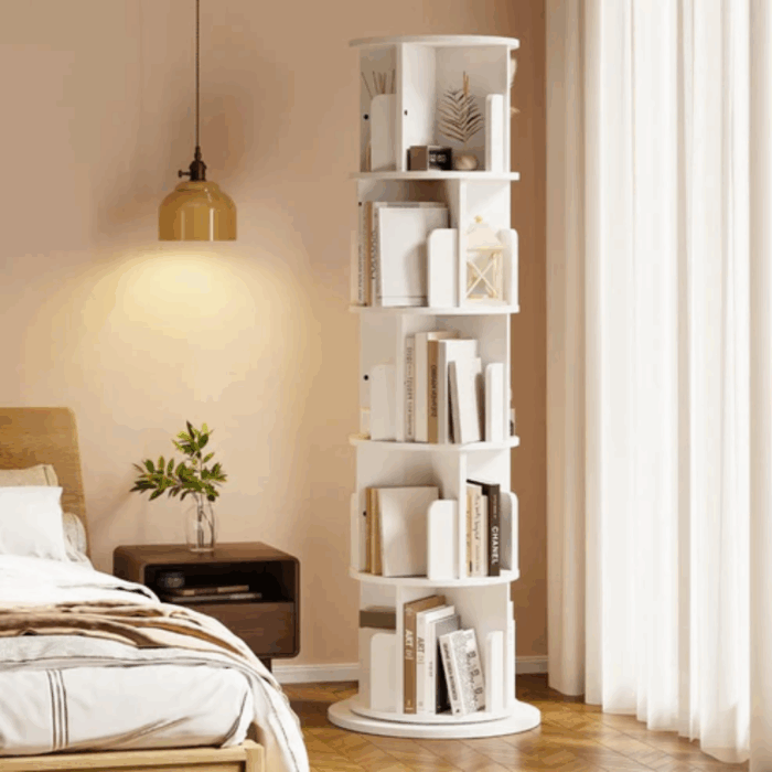 5-Tier 360 Stackable Bookshelf Organizer with Wheels