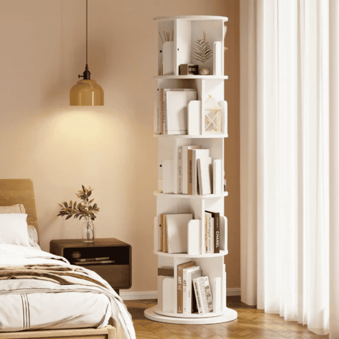 5-Tier 360 Stackable Bookshelf Organizer with Wheels