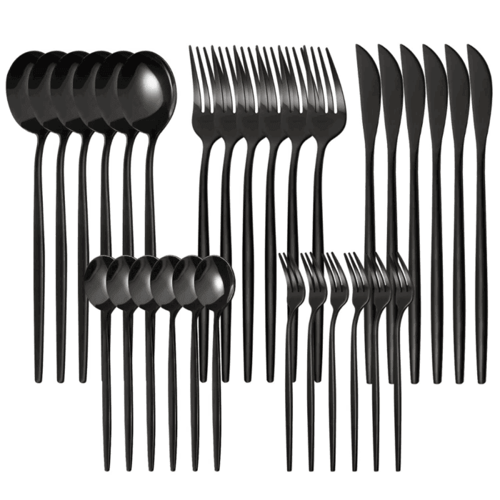 30pc Black Cutlery Set