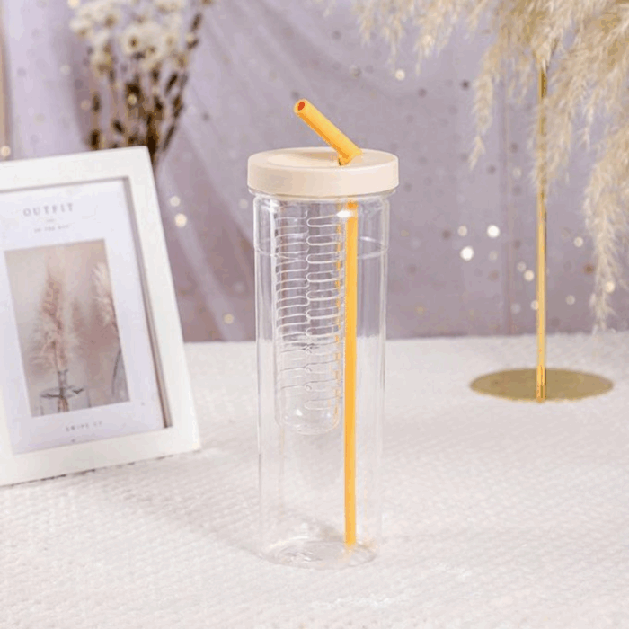 Cute Water Bottle With Foldable Straw