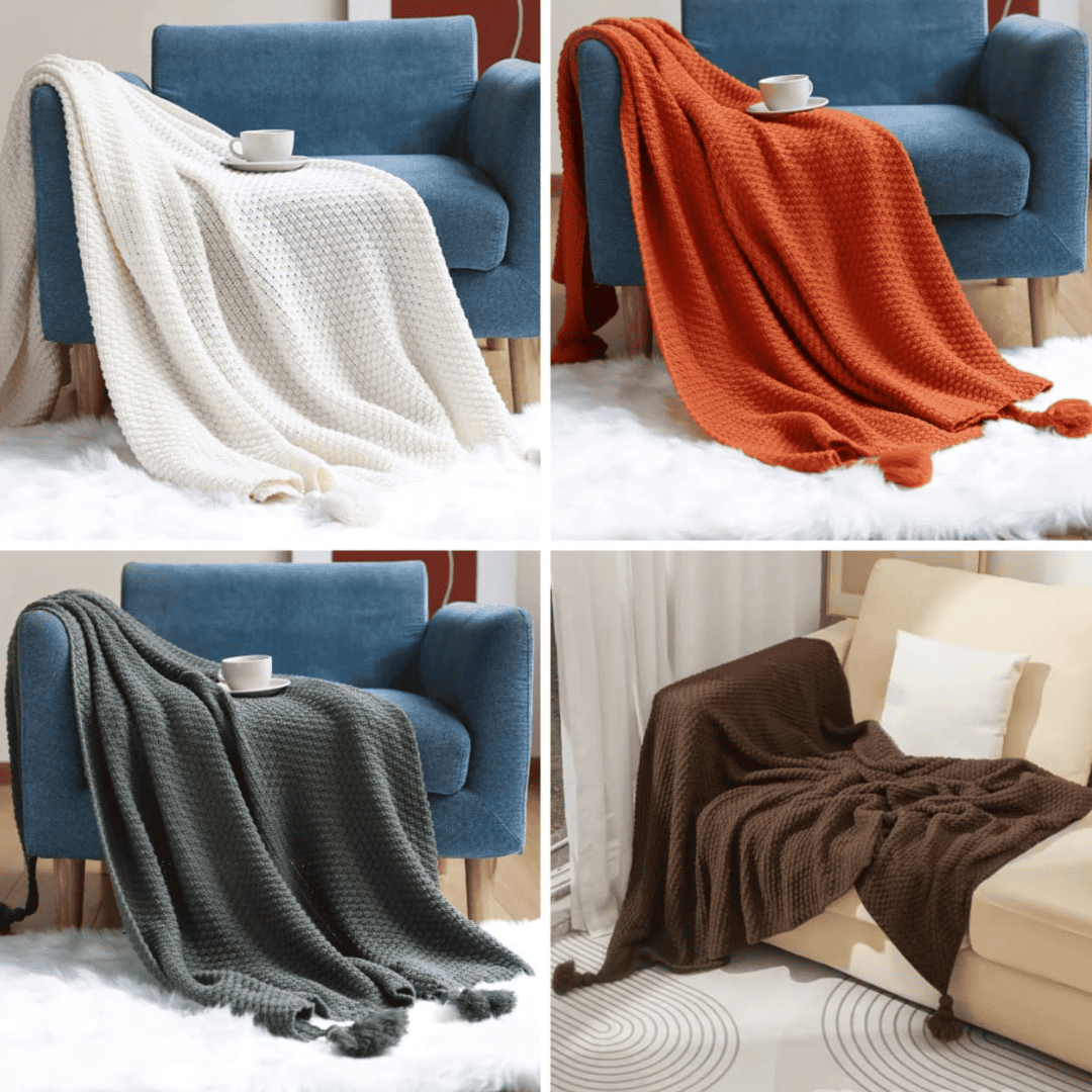 Knitted Throw Blanket Soft Decorative Blanket