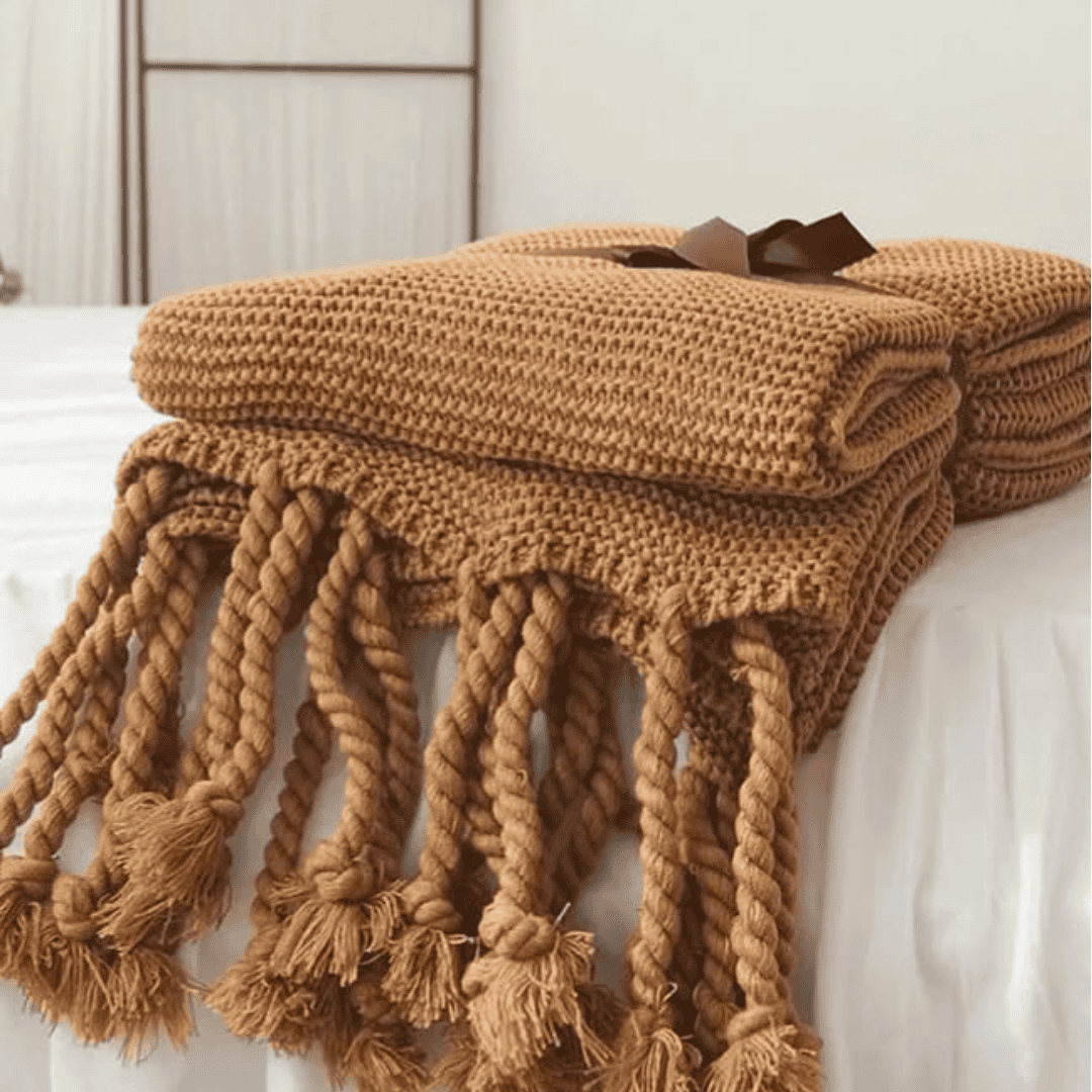 Super Soft Knitted Throw Blankets With Tassels