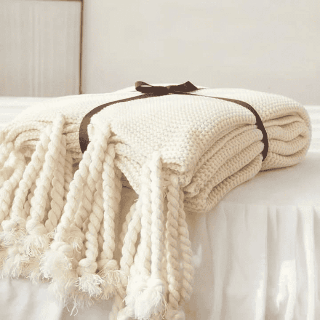 Super Soft Knitted Throw Blankets With Tassels