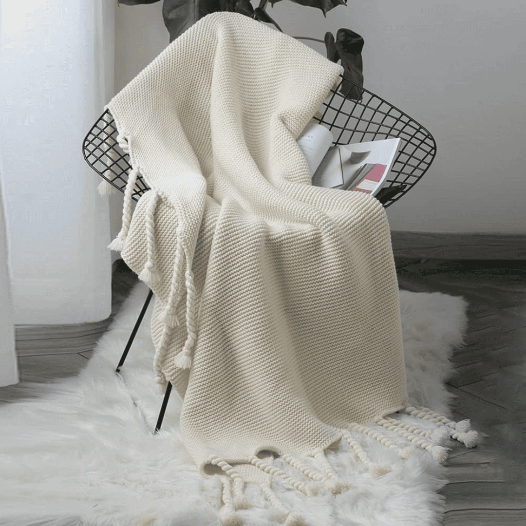 Super Soft Knitted Throw Blankets With Tassels