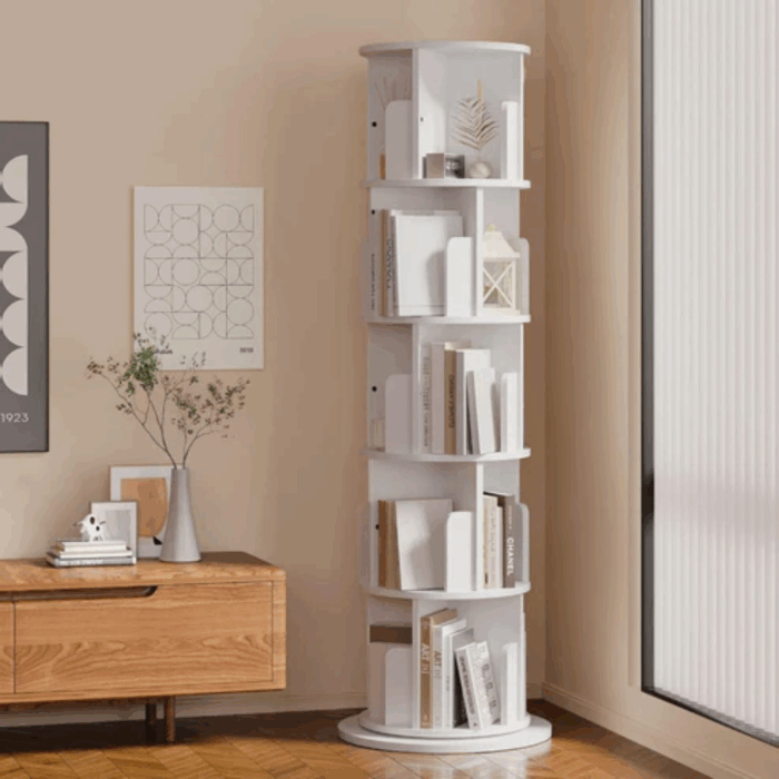 5-Tier 360 Stackable Bookshelf Organizer with Wheels