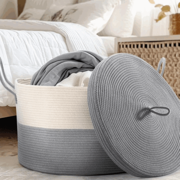 Extra Large Cotton Rope Basket with Lid