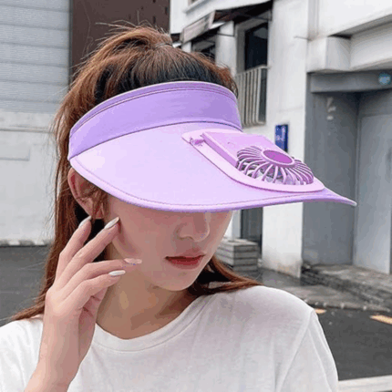 Adjustable Sunvisor Hat with USB Fan