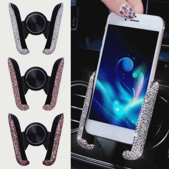 Car Phone Holder Women Diamond Crystal