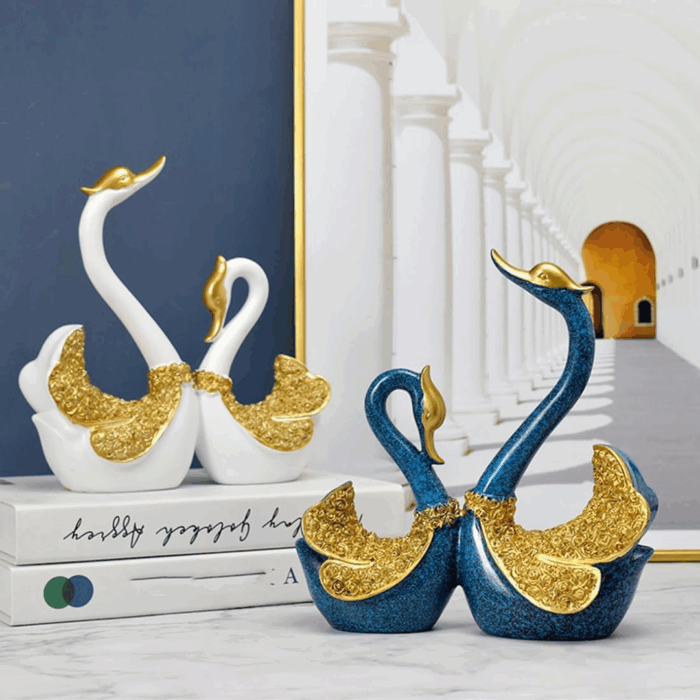 Pair Swan Home Decor Resin Figurine Sculpture