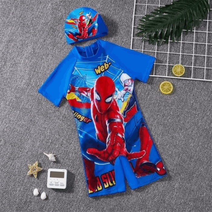 Kids Cartoon Themed Swimming Costumes with Cap