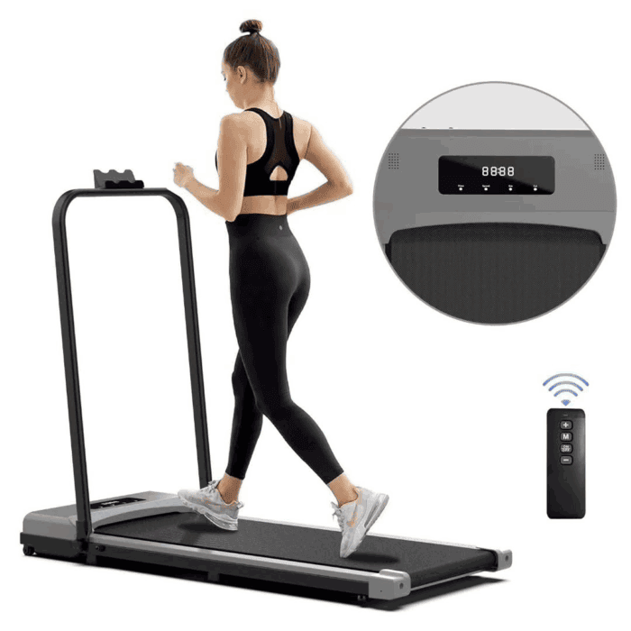 Foldable Walking Pad Treadmill with Handle Bars