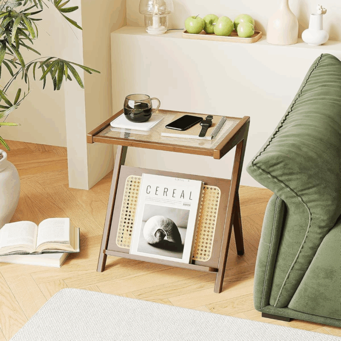 Rattan Side Table / Bedside Table