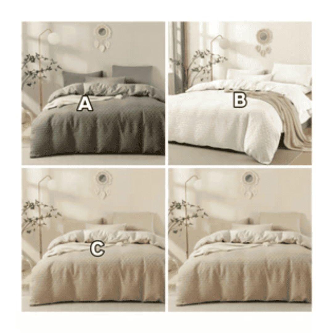 Waffle Weaving Poplin Luxury Soft Cotton Duvet Cover Set