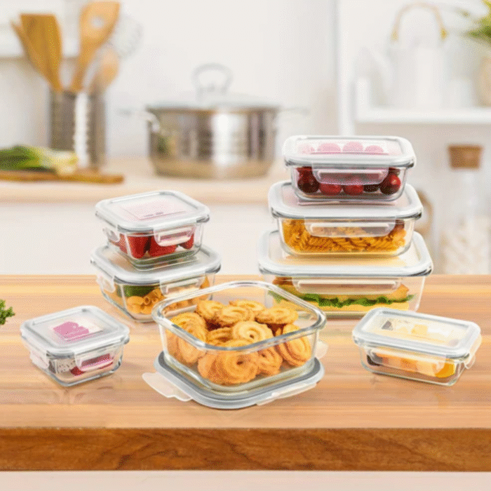 8pcs Food Grade Glass Lunch Box Set