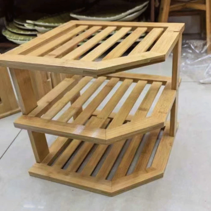 3-Tier Corner Bamboo Kitchen Storage Spice Rack