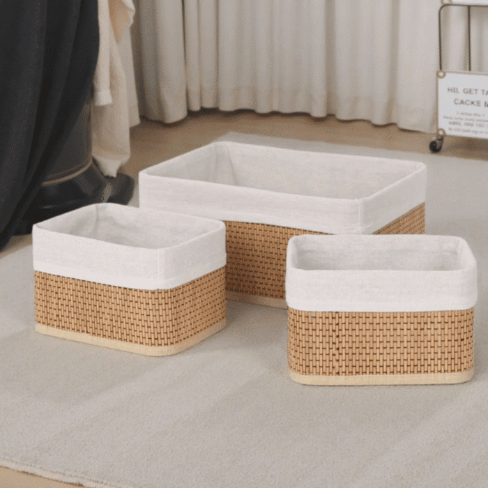 3in1 Wicker Organising Baskets with Covers
