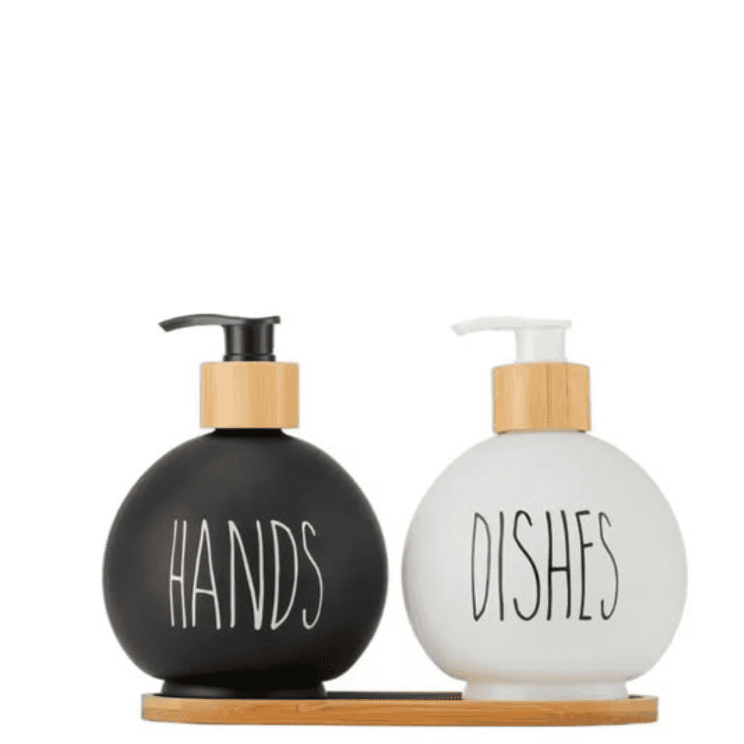 500ml Glass Soap Dispenser with Bamboo Stand