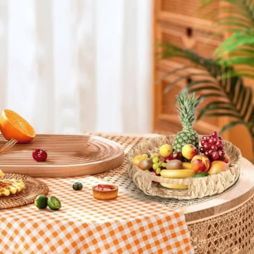 3Pcs Decorative Handmade Wicker Tray