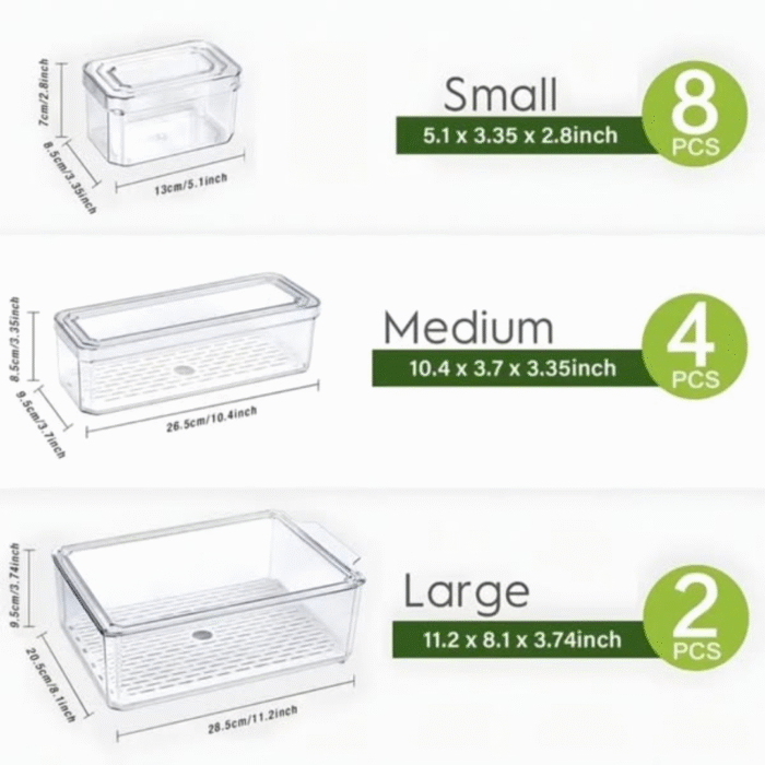 14pcs Stackable Fridge Storage Organizers