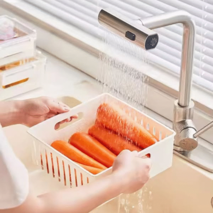 3pcs Stackable Food Storage Containers with Drainer Basket