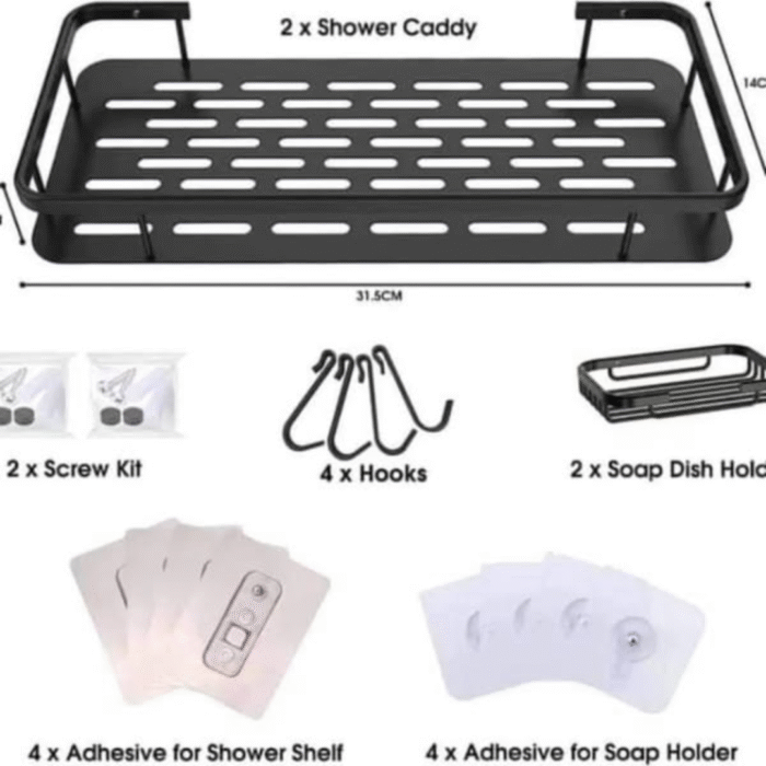4Pcs Set Shower Caddy Shelf / Bathroom Organizer