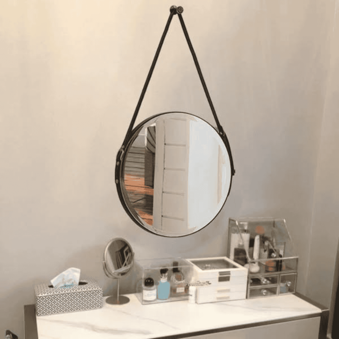 Wall Hanging Decorative Mirror with Leather Strap