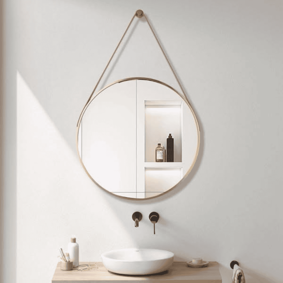 Wall Hanging Decorative Mirror with Leather Strap
